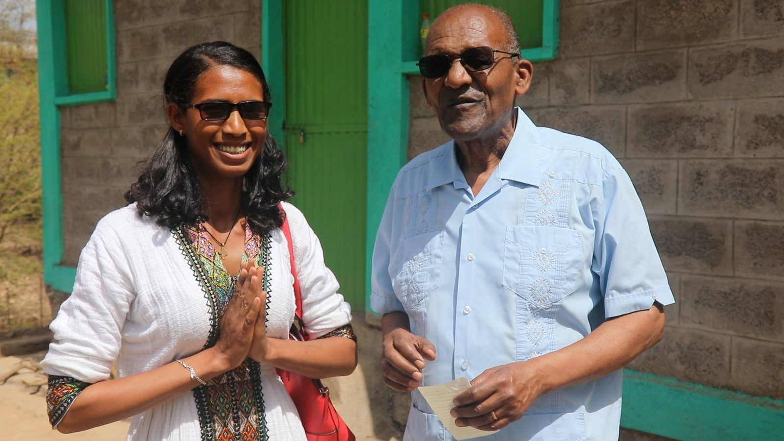 Adugnaw Worku with a student from the girls' dormitory